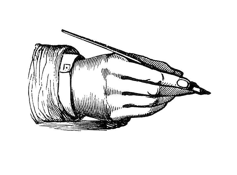 Antique Images: Black and White Illustration: 4 Clip Art of Hand 