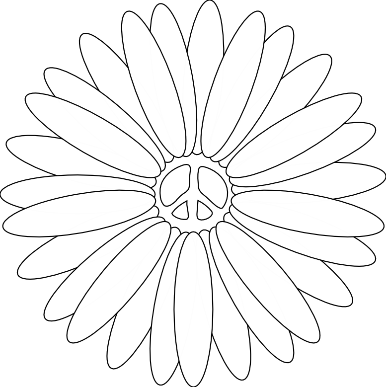 Peace Symbol Peace Sign Flower 32 Black White Line Art Tattoo 
