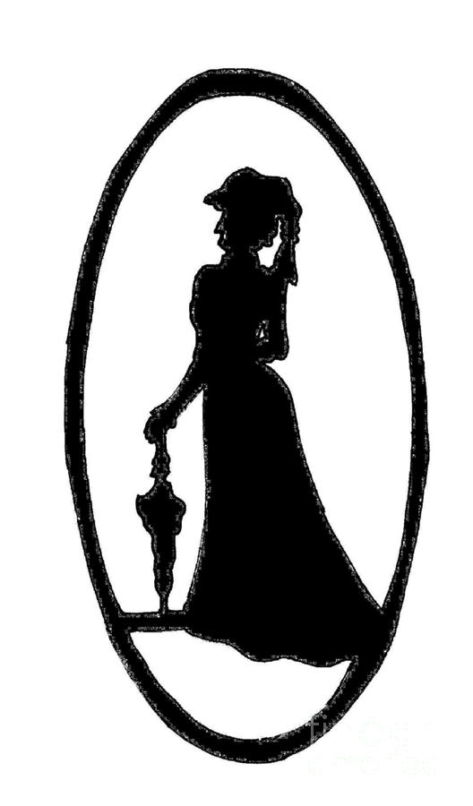 Woman Silhouette Black On White Drawing by Jeannie Atwater Jordan 