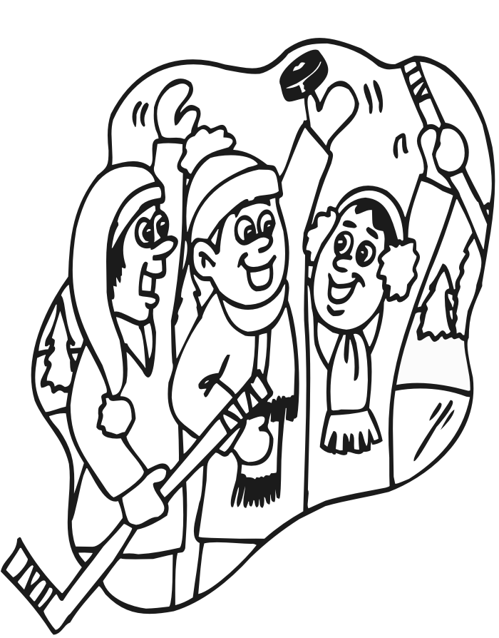 Hockey Coloring page | Kids playing hockey