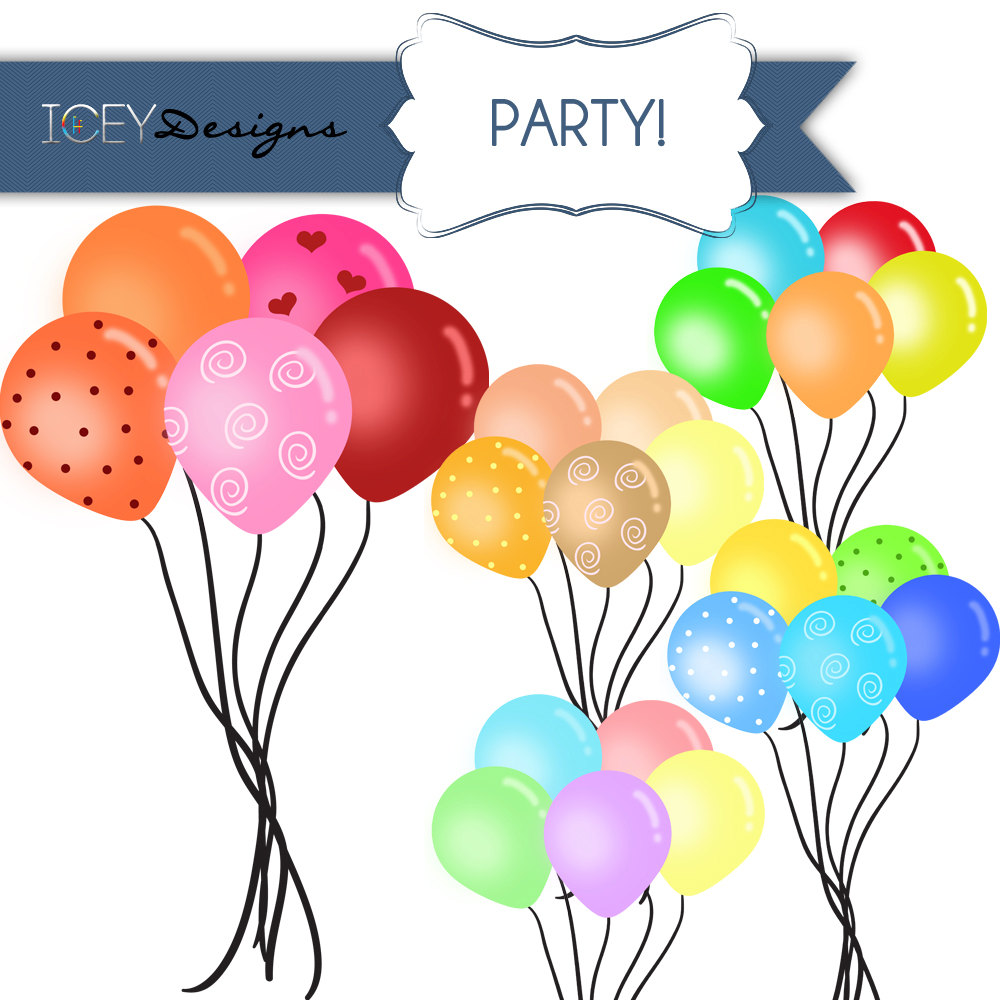 Digital Scrapbooking Party Balloons Clipart by IceyDesigns 