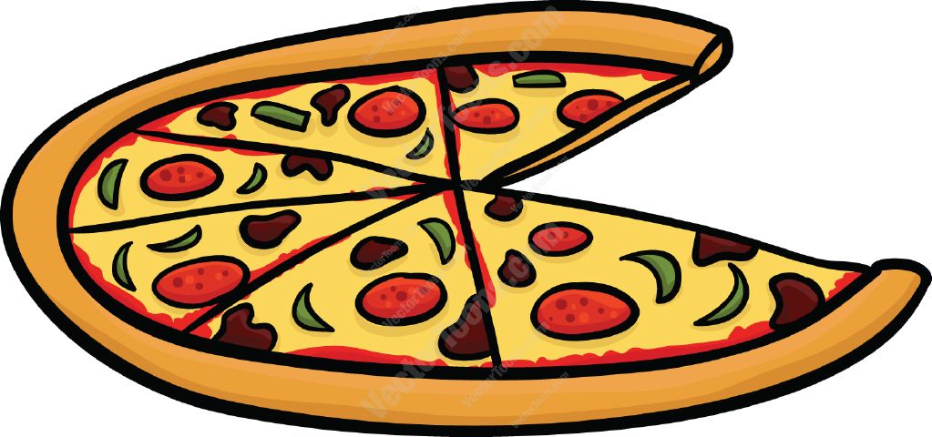 Pizza with a slice missing | Stock Cartoon Graphics | Vector Toons