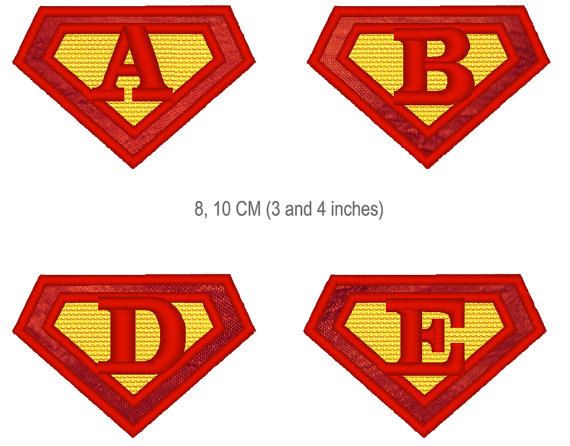 Superhero superman inspired Font - machine embroidery applique 