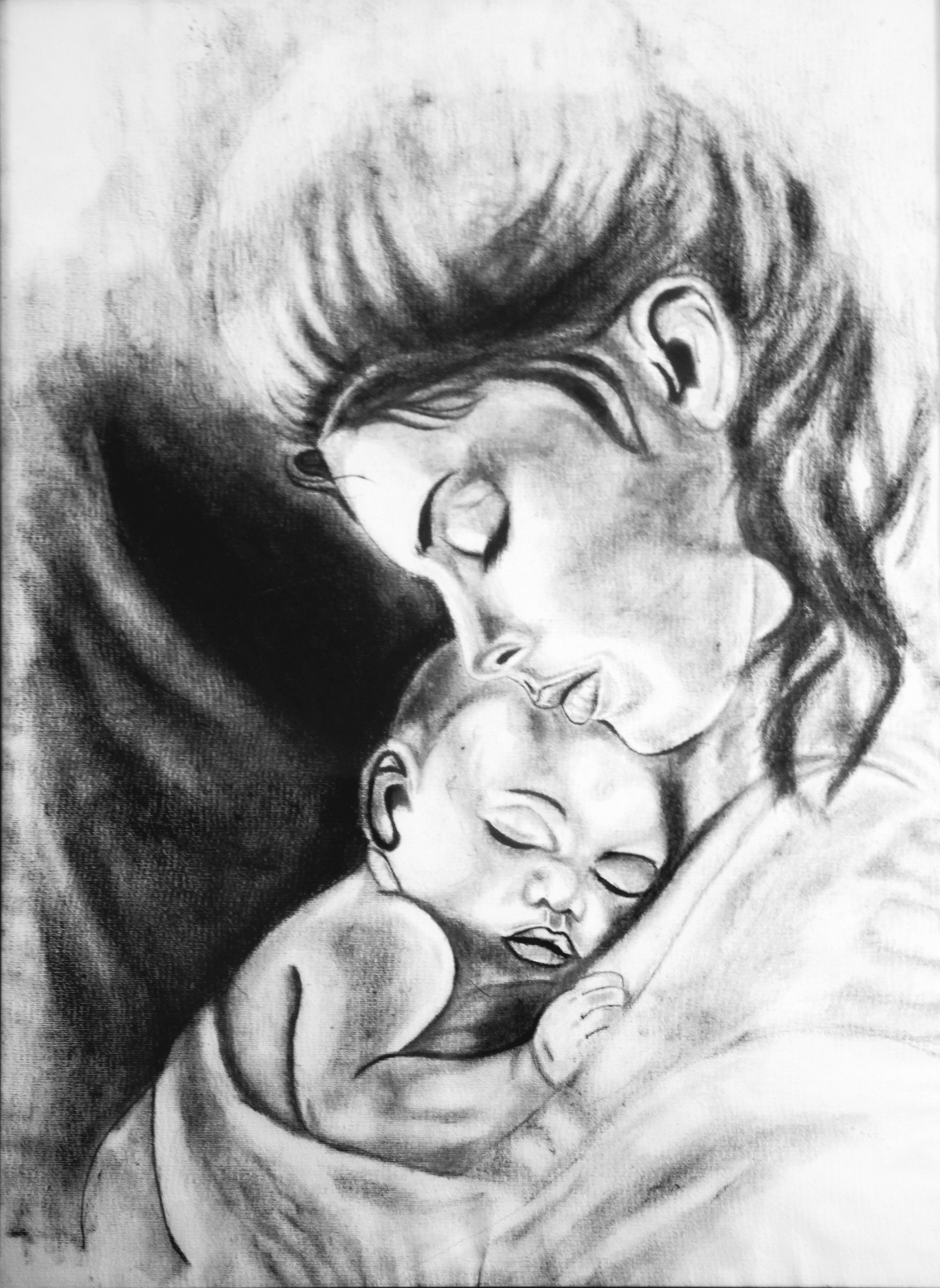 mother and child sketch - Clip Art Library