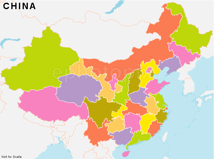 China Province Outline Map, China State Outline Map, Province 