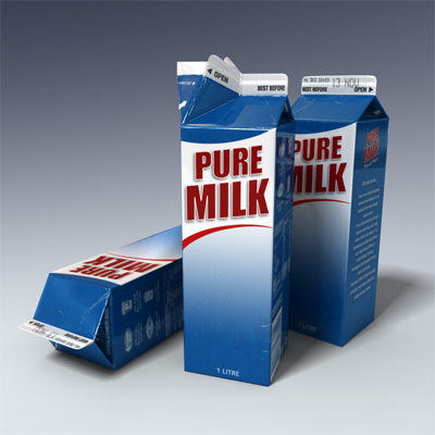 litre milk carton 3d model