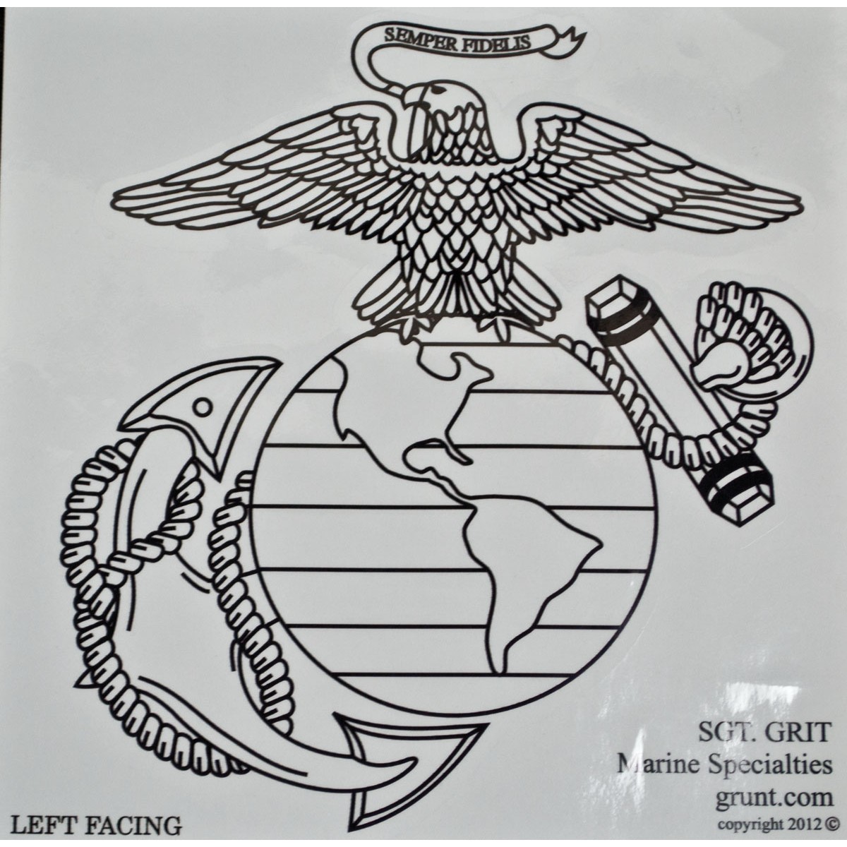 12 Black Left Eagle, Globe, and Anchor Decal | Sgt Grit - Marine 