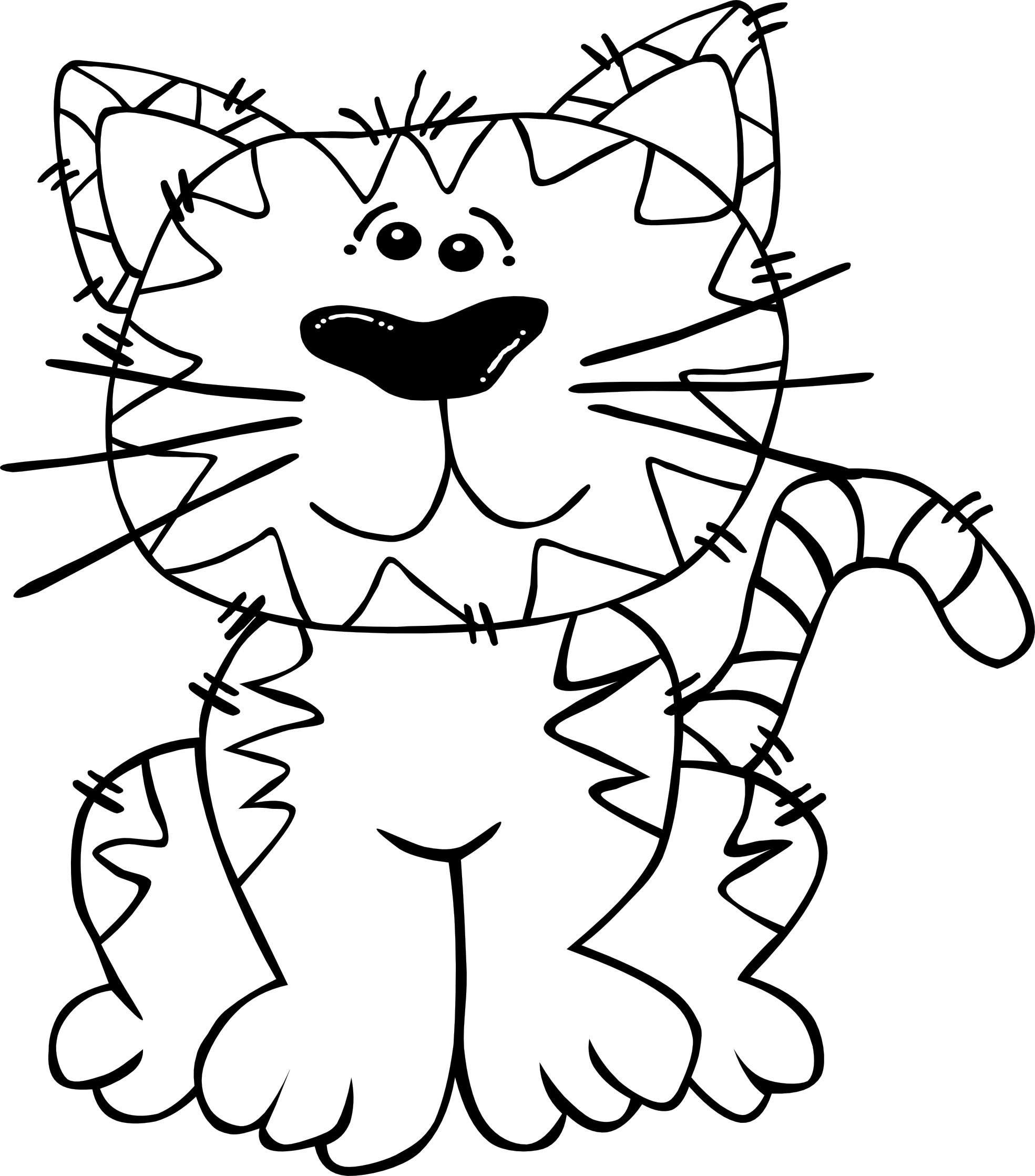 Cute Cat Clipart Black and White HD Image - Opowae.info