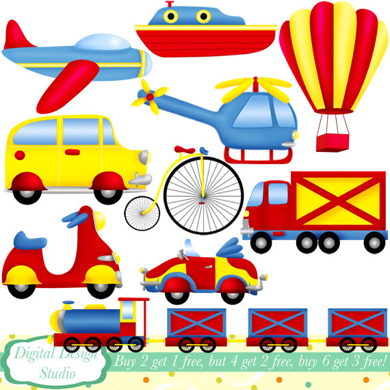 Transportation clip art set 11 designs. by DigitalDesignStudio