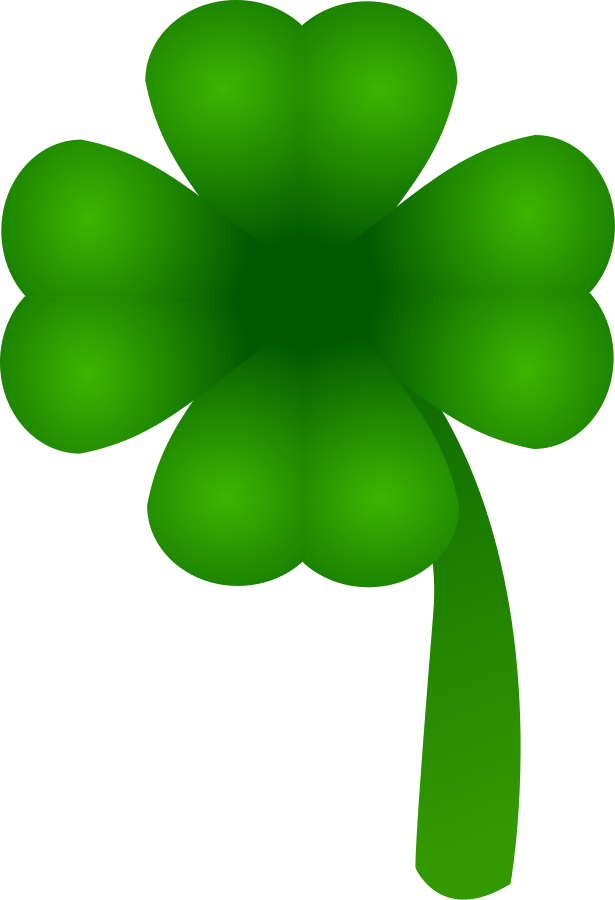 clover four leaf medium 600pixel clipart, vector clip art 