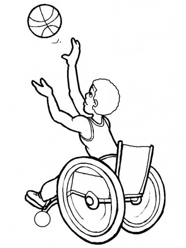 Playing Basketball in a Wheel Chair Coloring Page - Free 