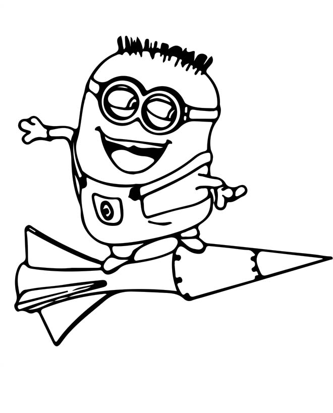 Jerry Up The Rocket Coloring For Kids - Despicable Me Cartoon 