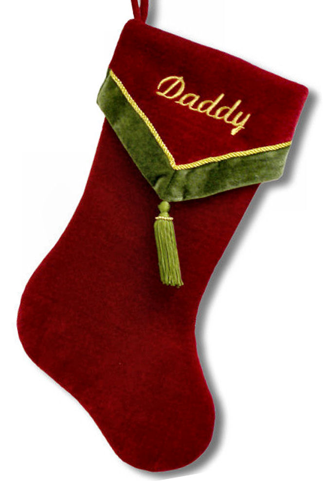 Custom Personalized Christmas Stocking with Green Tassel 