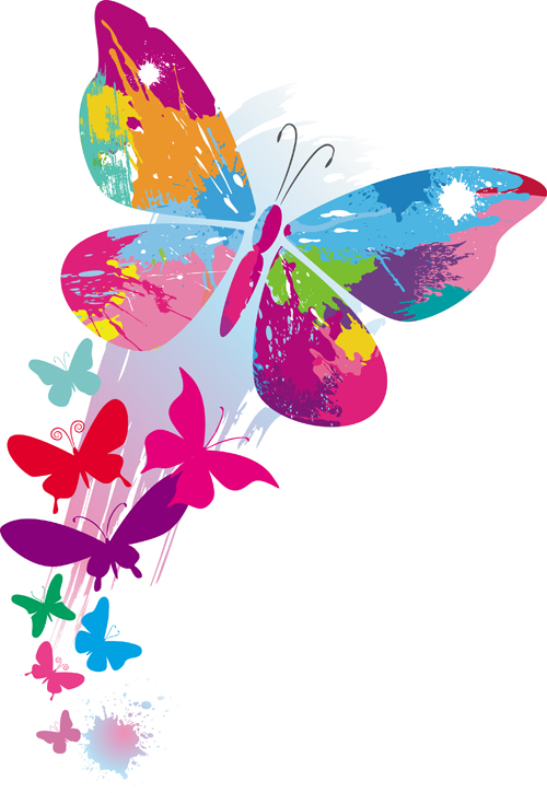 Set of Vector Colorful Butterflies background 01 - Vector 