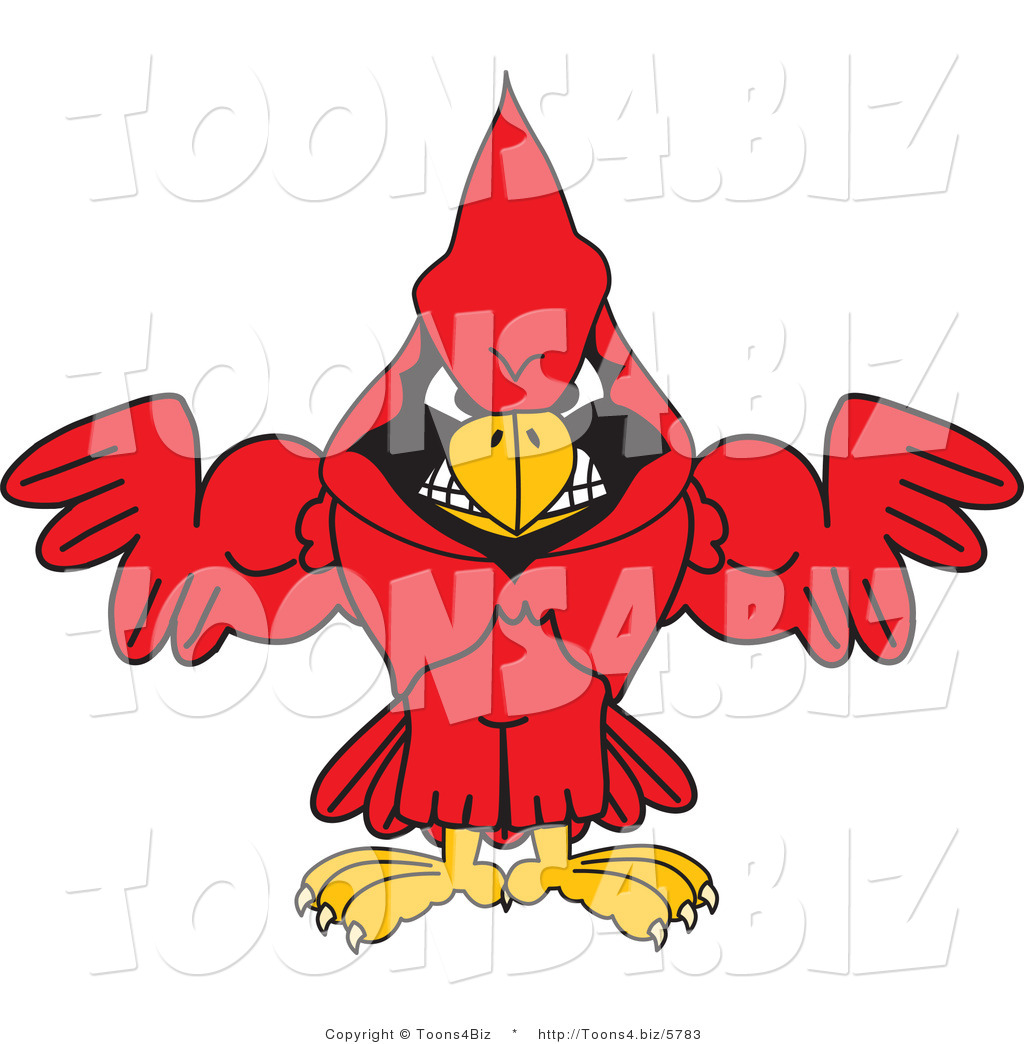 Vector Illustration of a Cartoon Cardinal Mascot with Strong Arms 