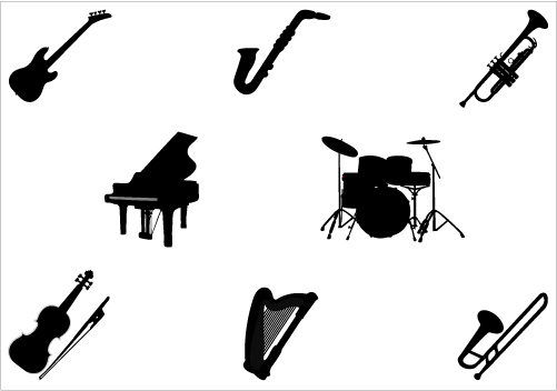 Music Instruments silhouette vector graphics packSilhouette Clip Art