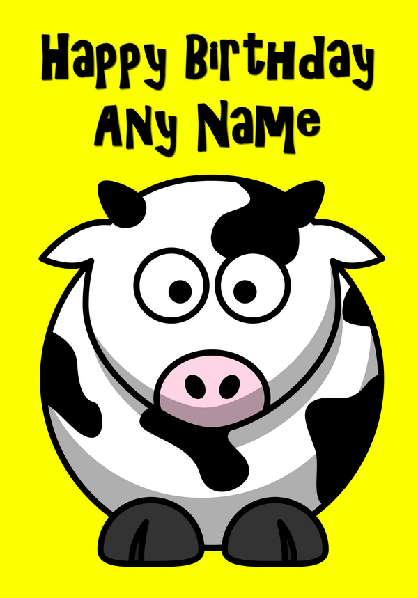 Cartoon Cow Personalised Birthday Card