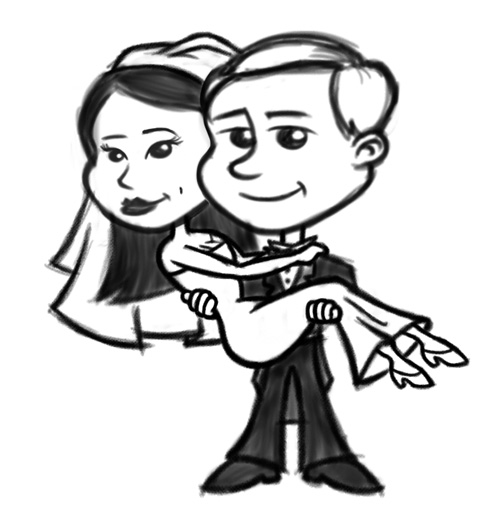 Cartoon Bride and Groom Characters - Coghill Cartooning 