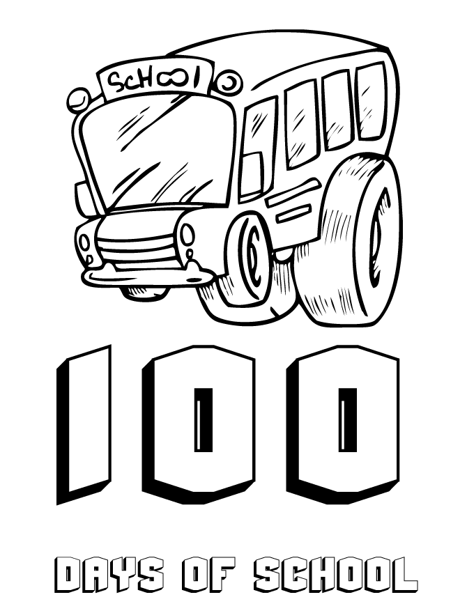 School Bus ? 100th Day Of School Coloring Page | Free Printable 