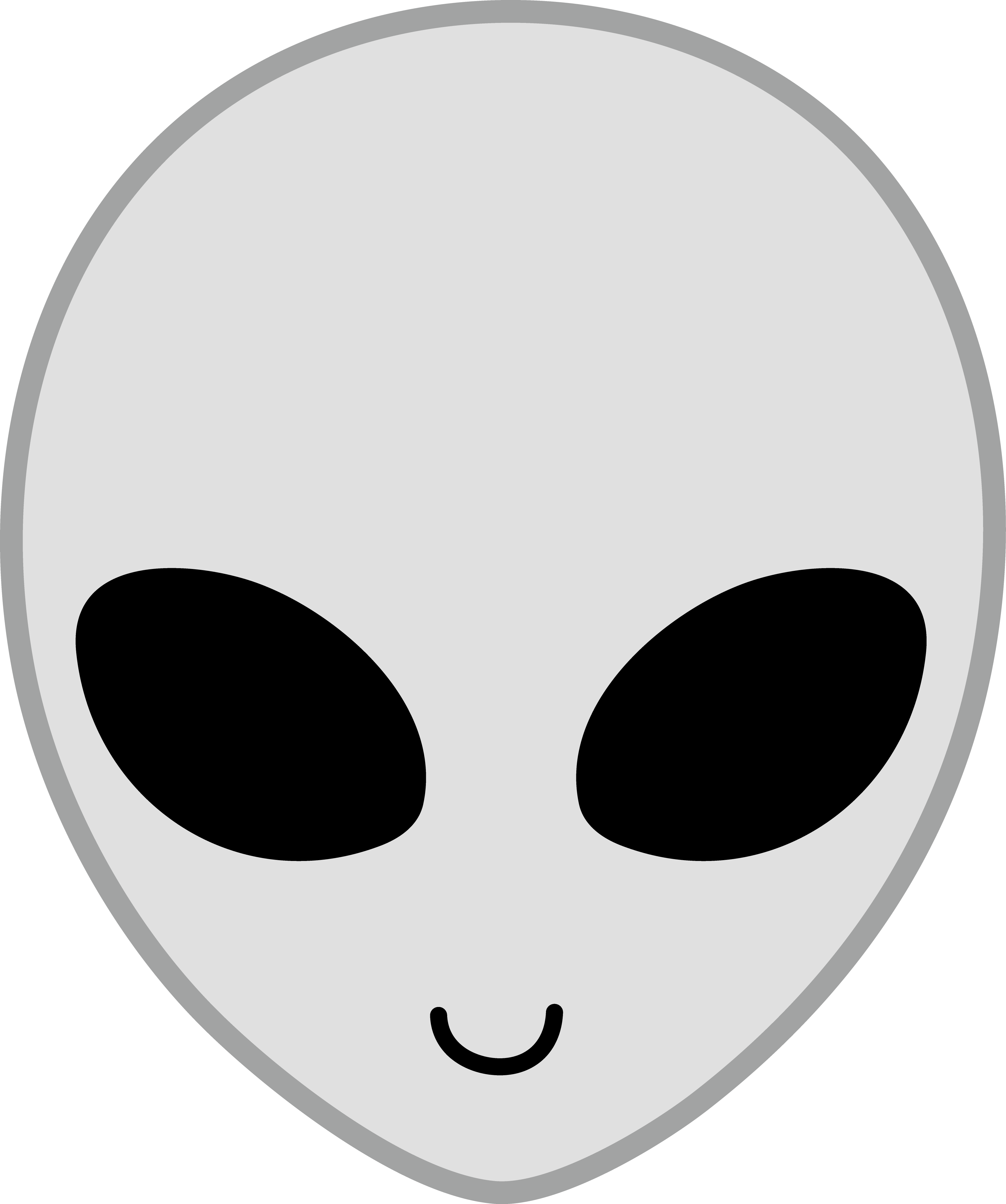 Happy Grey Alien Face - Free Clip Art
