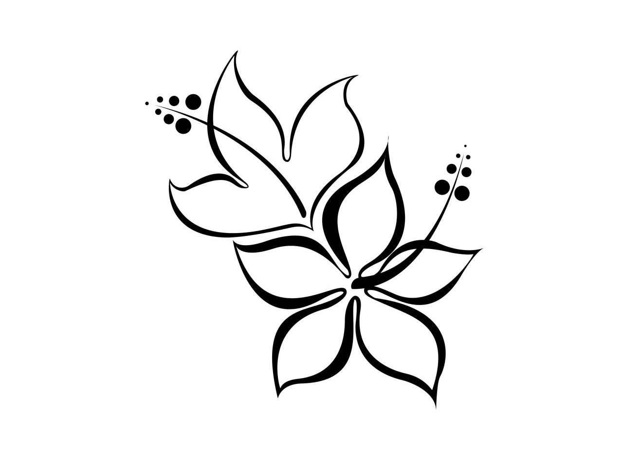 Black Hawaiian Flower Tattoo Designs