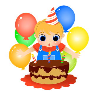 Birthday Boy with Cake and Candles clip art
