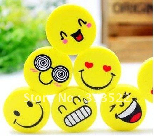 Free Shipping by DHL 360pcs/lot Cartoon eraser,Stationery,Smiley 
