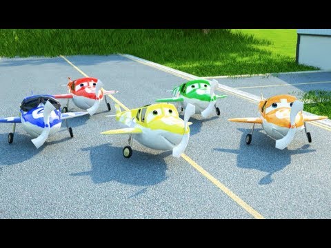 5 Little Airplanes - Counting down 5 to 1- Animated Cartoon 