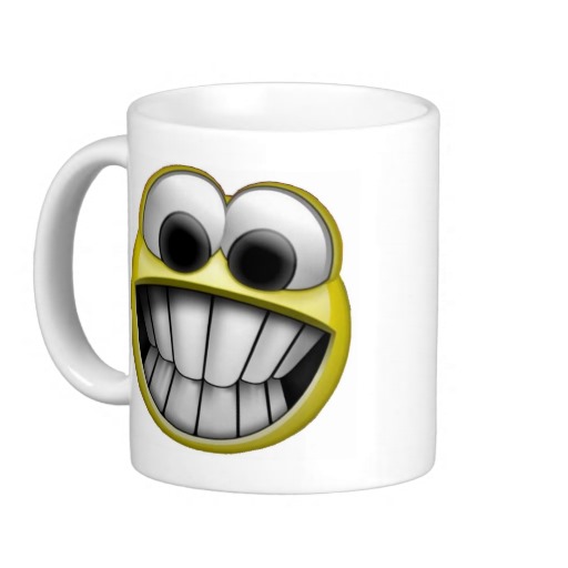 Grinning Smiley Face Mugs, Grinning Smiley Face Coffee Mugs 