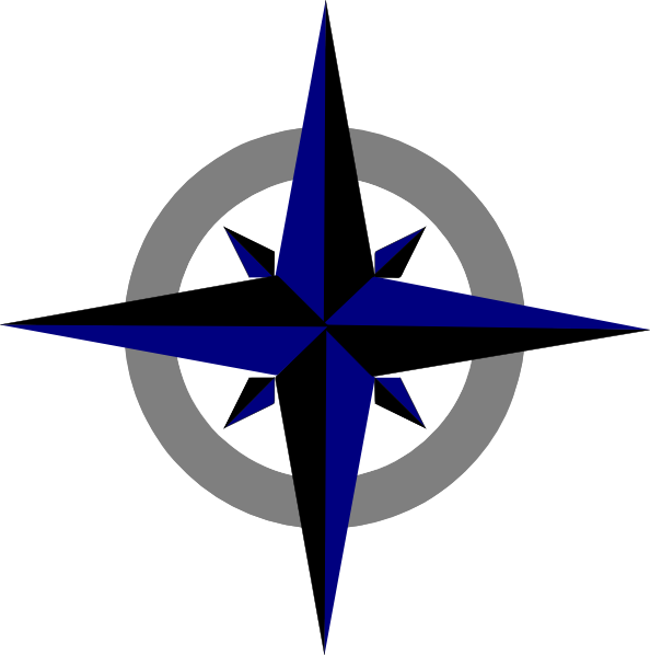 Bluegrey Compass Rose clip art - vector clip art online, royalty 