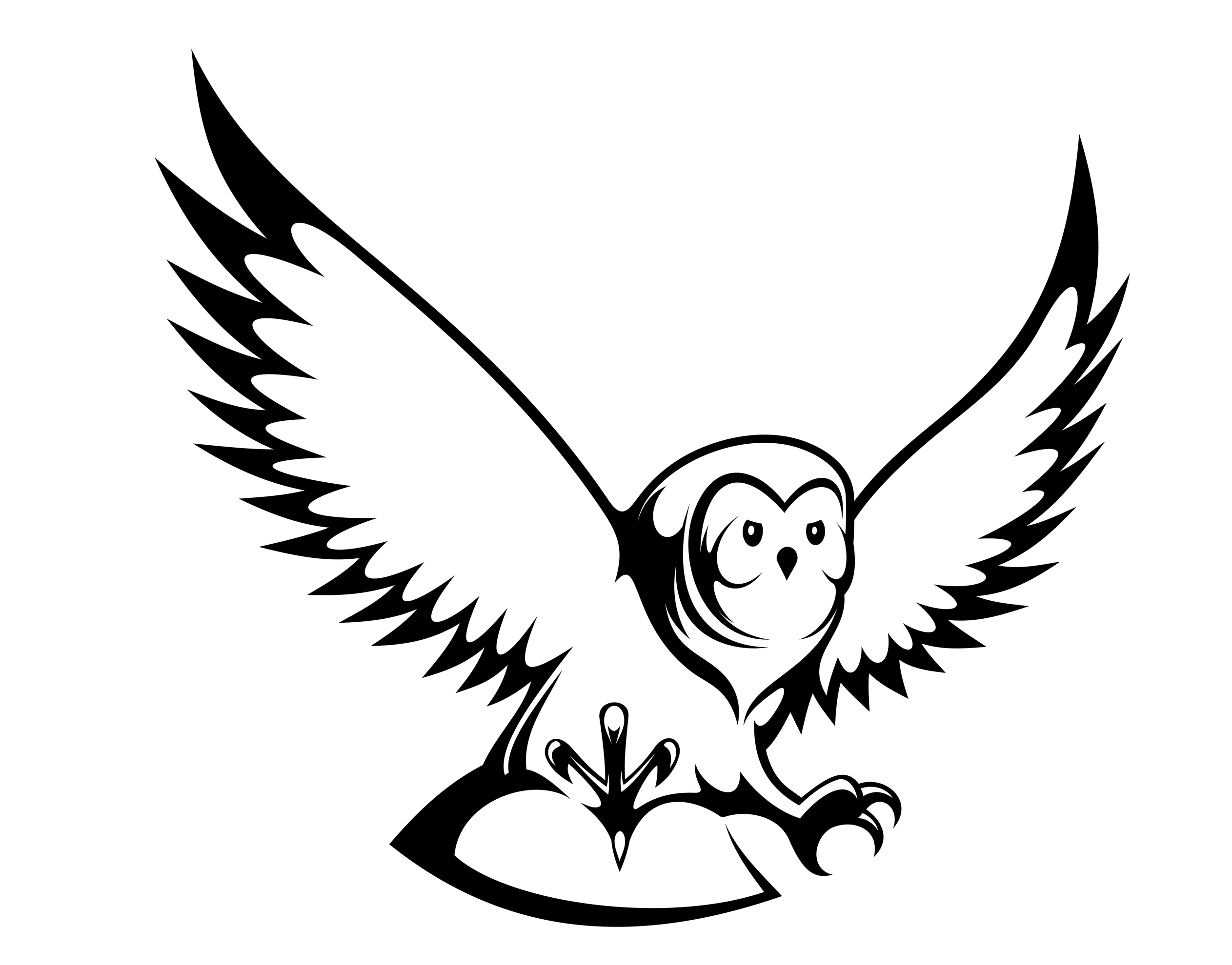 flying owl drawing easy - Clip Art Library