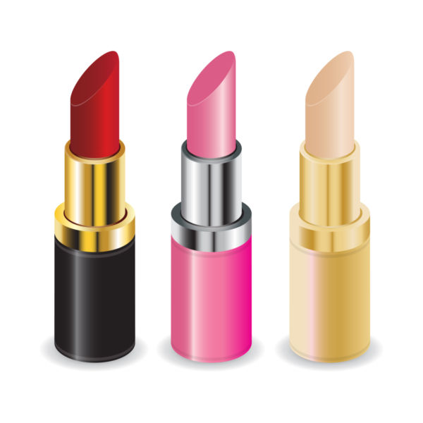 Clip art of three colorful lipstick - stock photo free