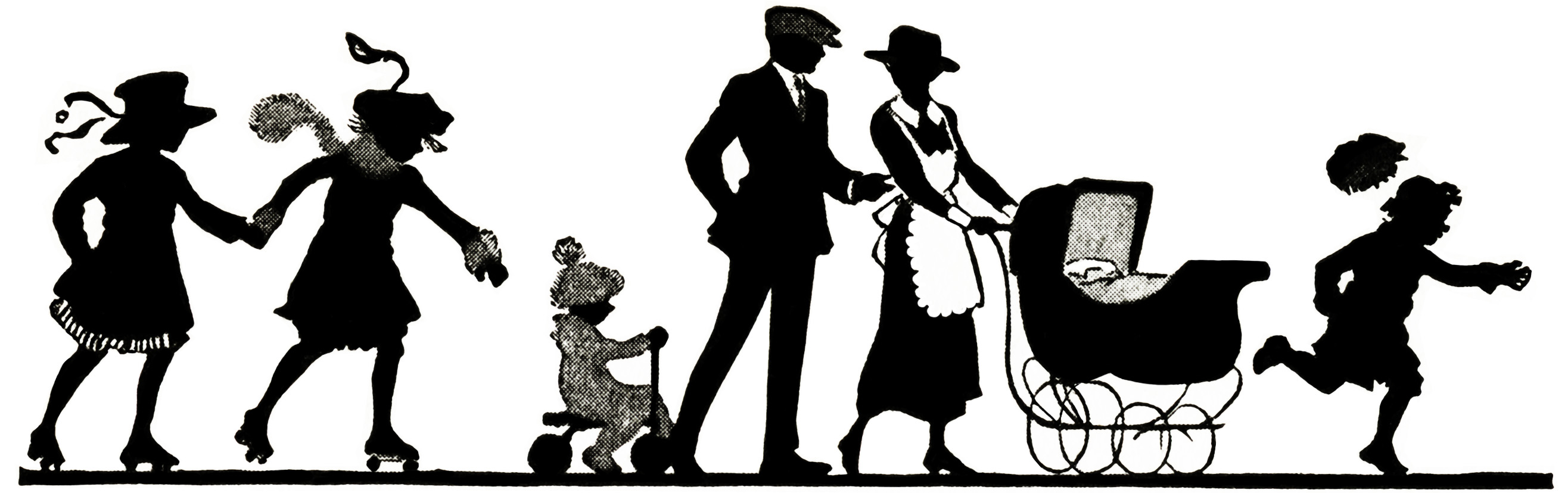 Free Vintage Clipart Family Stroll Silhouette | Old Design Shop Blog