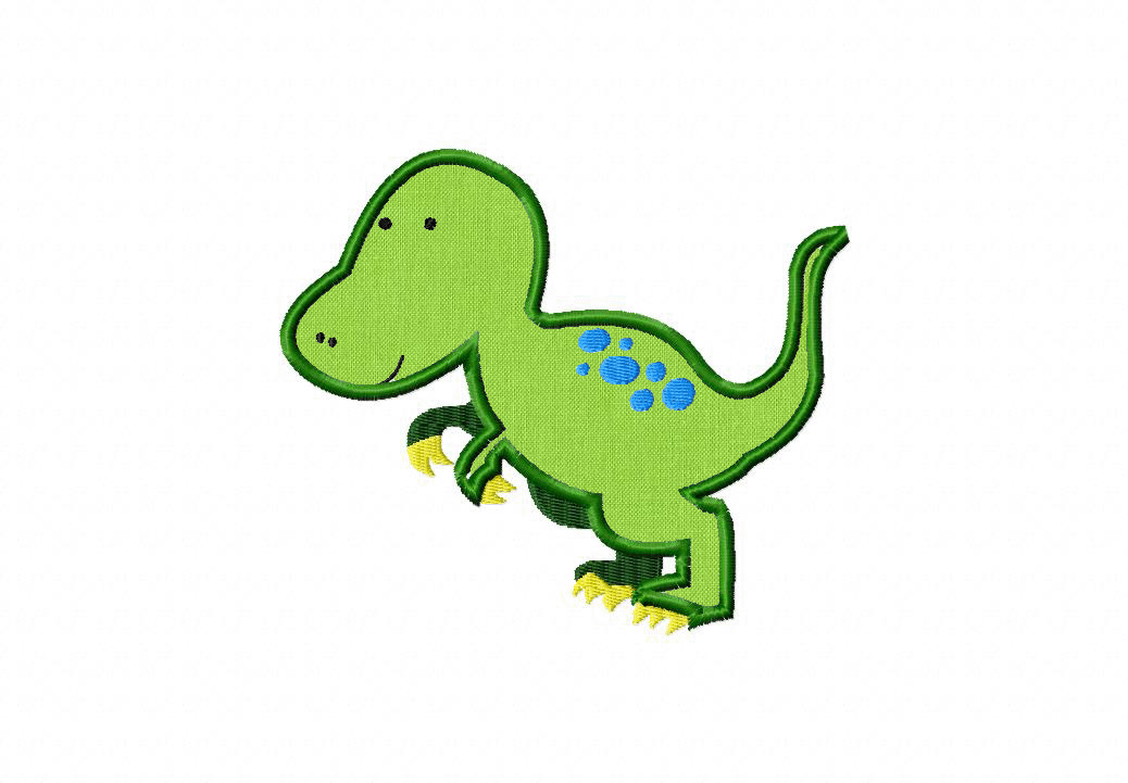 Fun Dinosaur T-Rex Machine Embroidery Includes Applique and Fill 