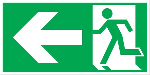 EE42 FREE P+P FIRE EXIT LEFT DOWN SIGNS & STICKERS ALL SIZES ALL MATERIALS 