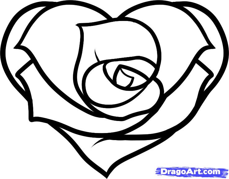 How to Draw a Heart Rose, Rose Heart, Step by Step, Flowers, Pop 