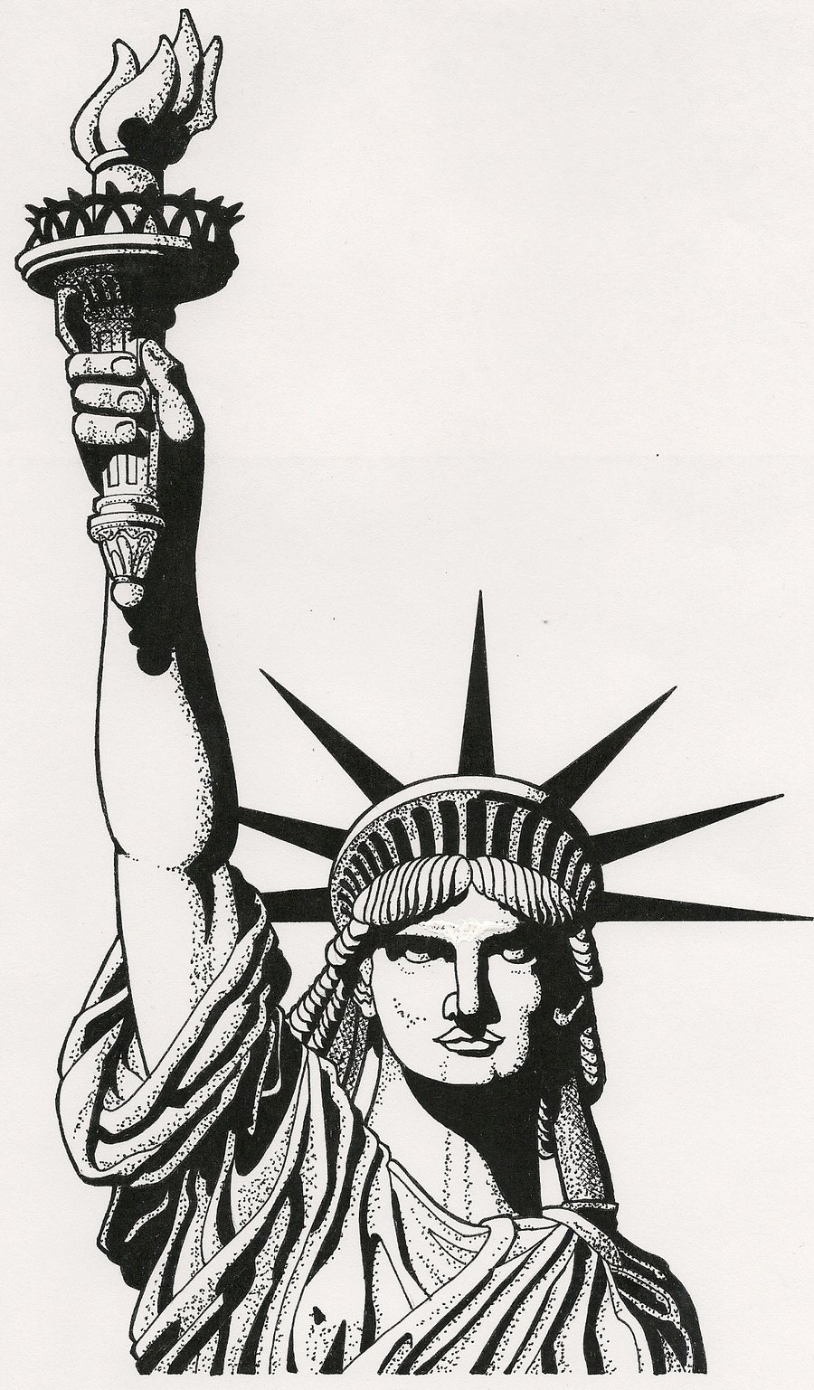 statue of liberty face drawing