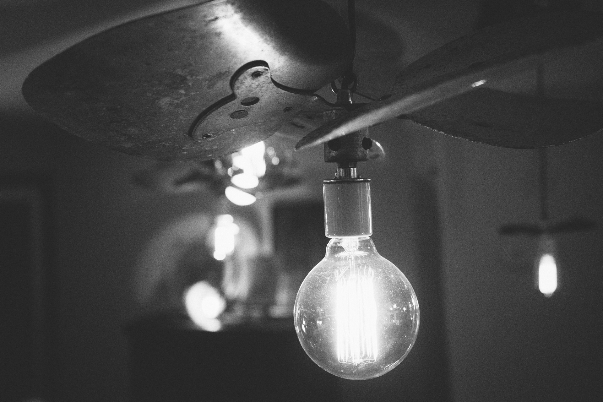 Free stock photo of black-and-white, lights, light bulb
