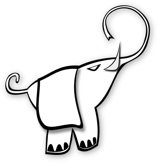 Clip Art: blue elephant black white line art SVG - Clipart library 