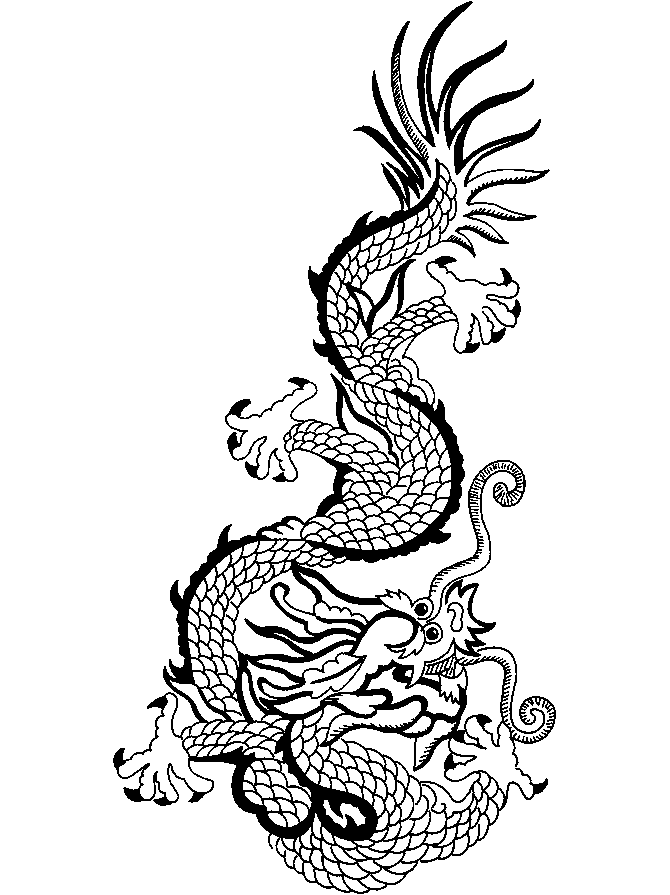 Simple Chinese Dragon Black And White
