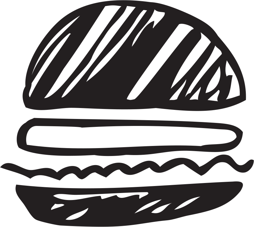 burger black and white logo.