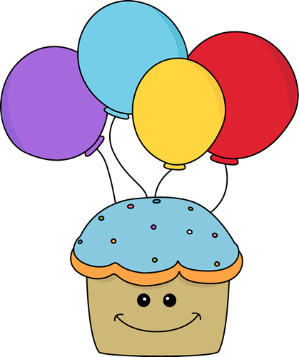 Cupcake and Balloons Clip Art - Cupcake and Balloons Image