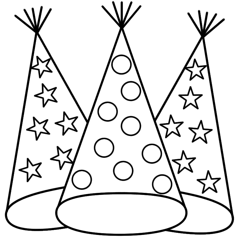 Party Hats - Coloring Page (New Years)