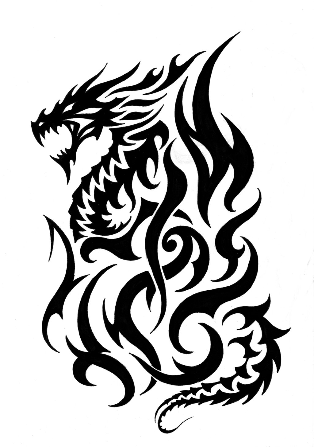 Tribal Fire Dragon Tattoos Designs - Clipart library