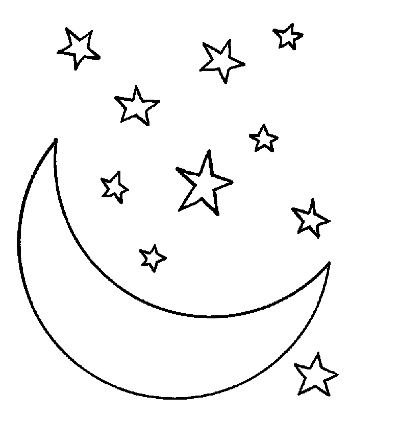 Moon and Stars to Color | Free Coloring Pages