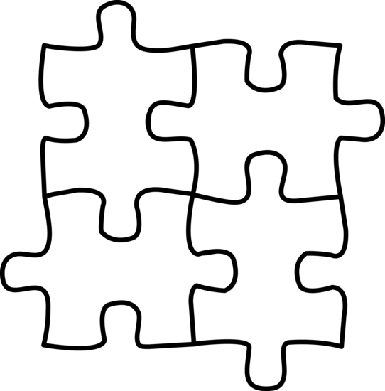 Four Puzzle Pieces For Coloring - Free Clip Art