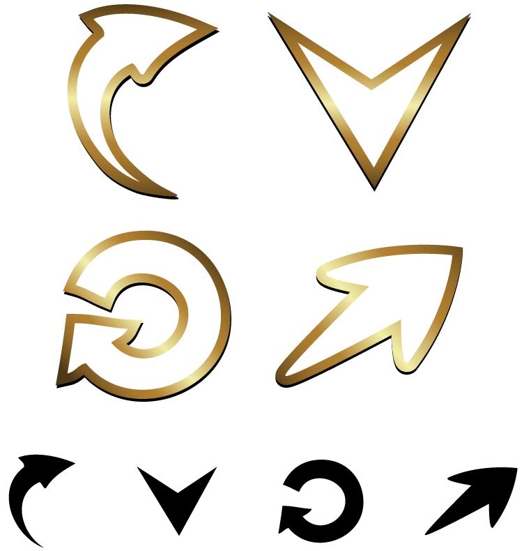 Vector gold arrows - Free Graphic, Art, Flash, Stock Photo 