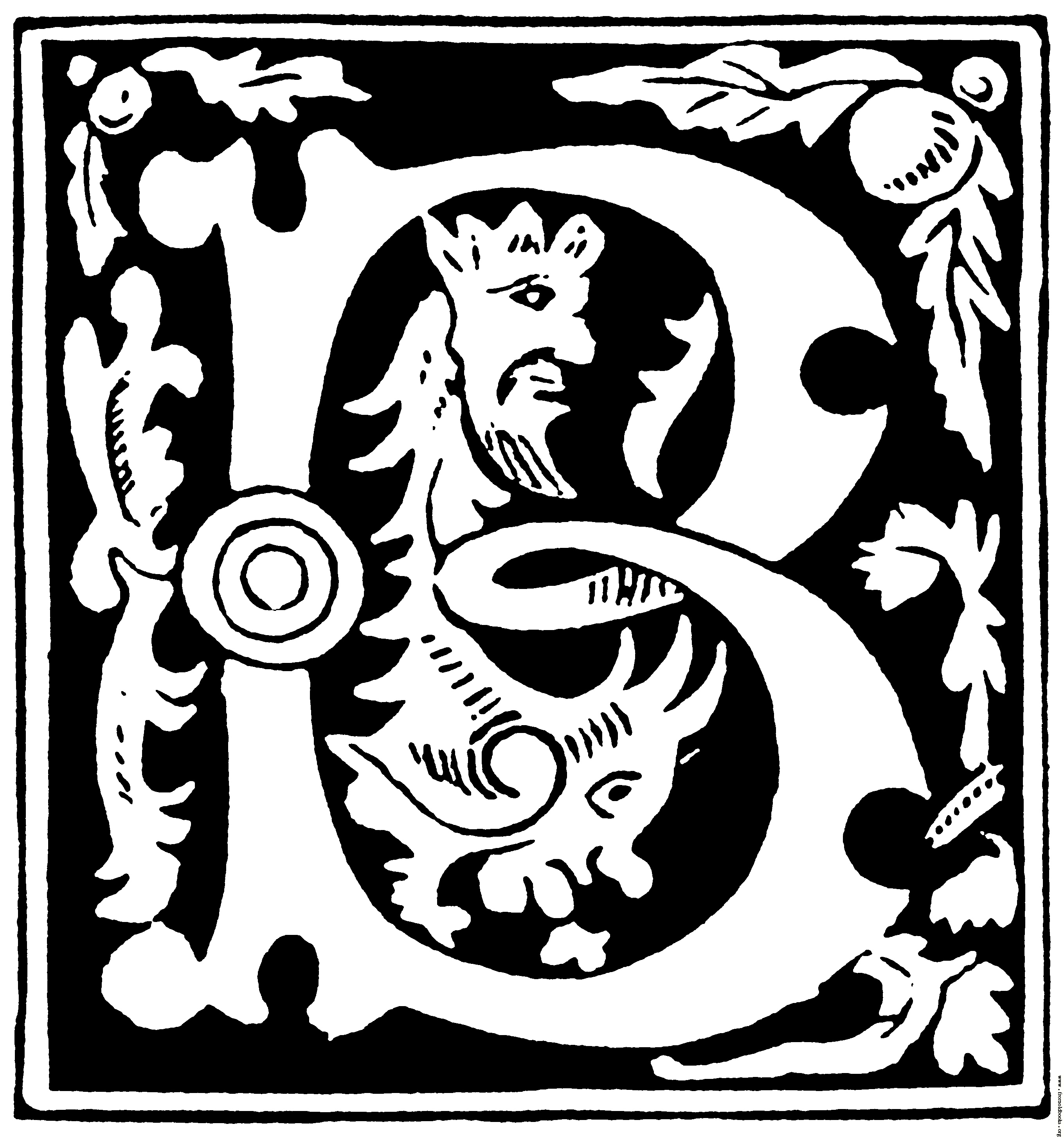 Decorative Initial Letter B From 16th Century Clip Art