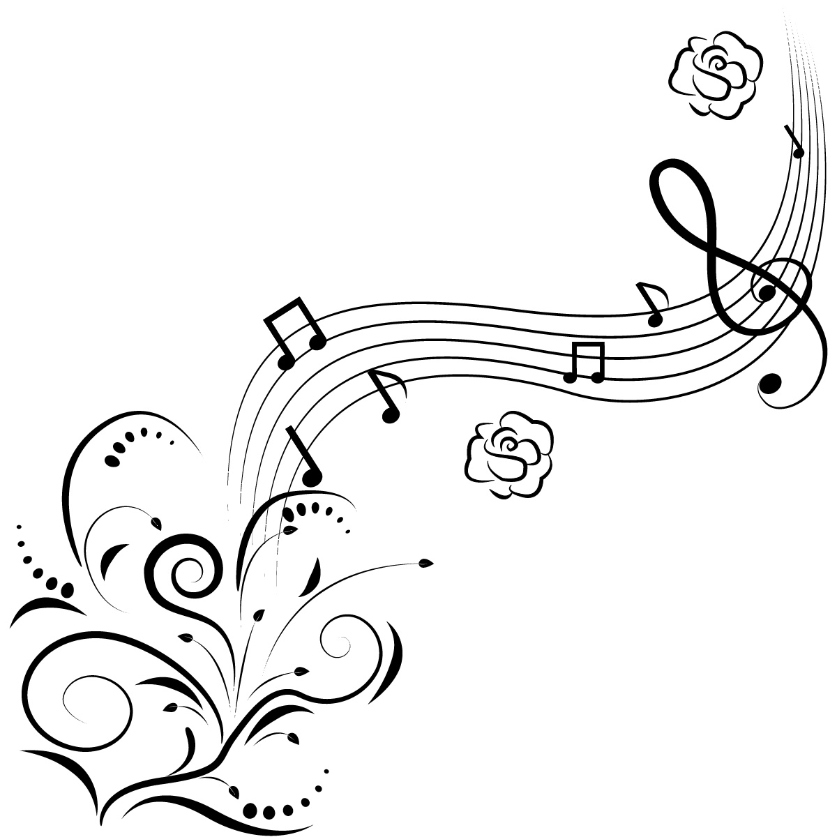 music room clipart black and white