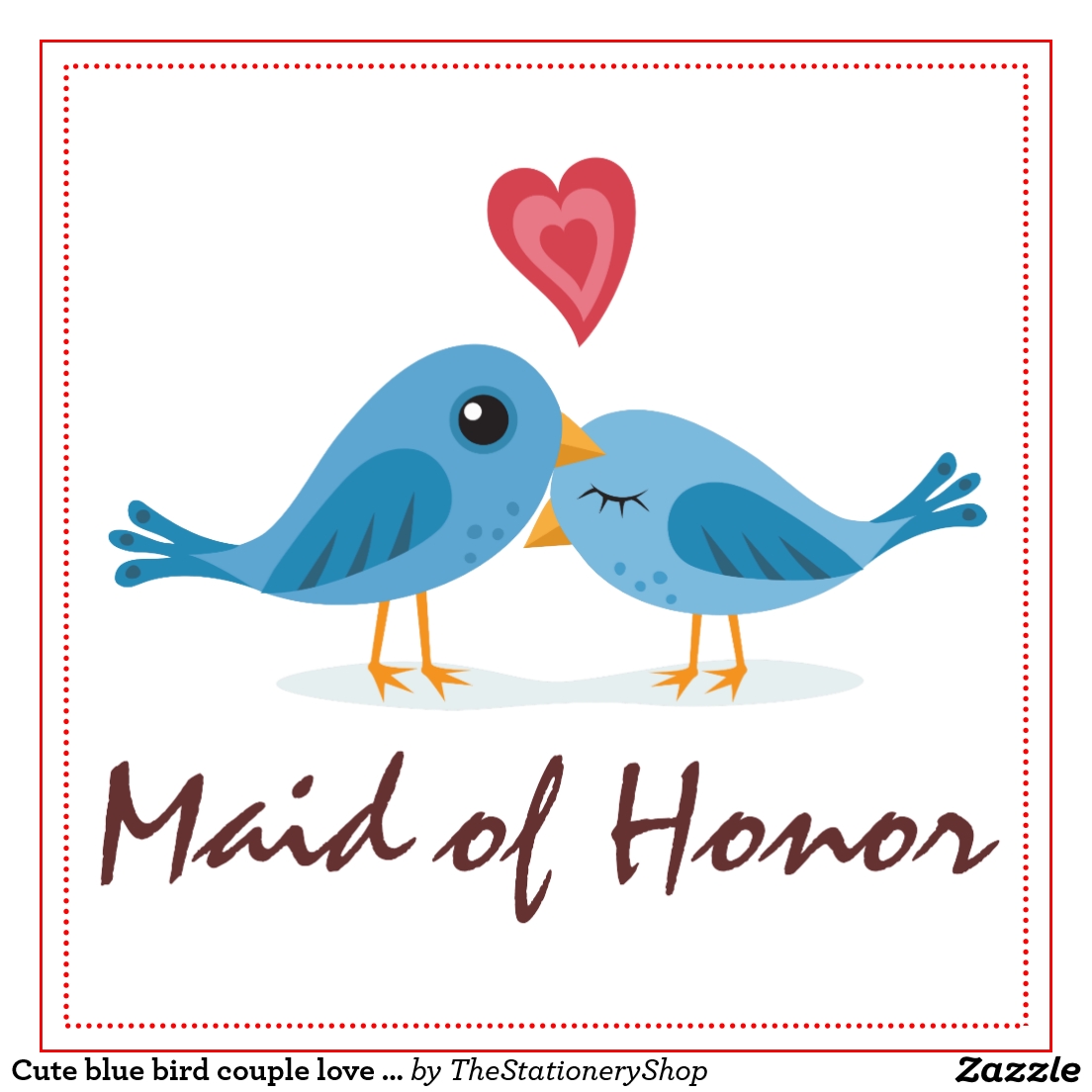 Cute blue bird couple love cartoon maid of honor budget tote bag 